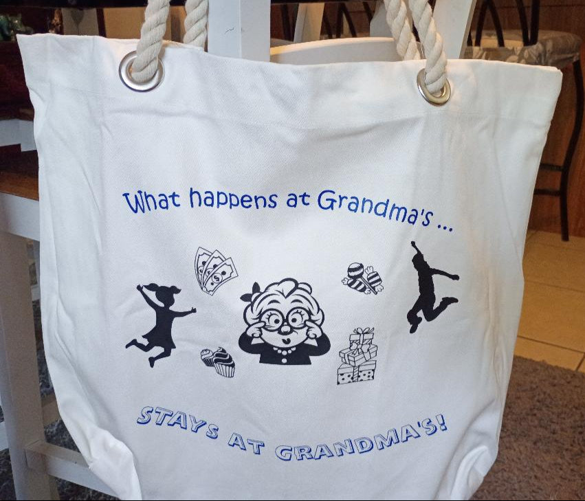 What happens at Grandma's ... durable canvas tote bag